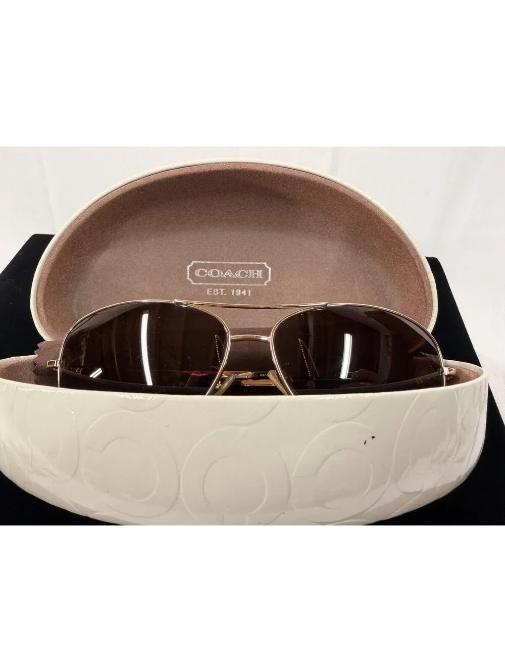 Coach golden Hardware Metal Pilot Sunglasses Womens